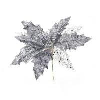 Новогоднее украшение "Цветок", серебянный, 18 см