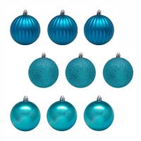 Набор из 9 новогодних шаров, голубой, 6 см
