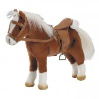 Игрушечная лошадь для кукол с седлом и уздечкой, коричневая