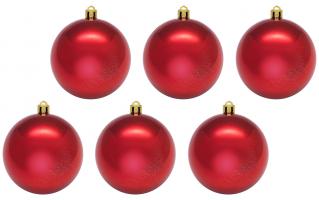Новогодний набор из 6 блестящих елочных шаров, красный, 6 см