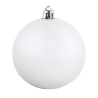 Большая новогодняя елочная игрушка "Белый блестящий шар", 25 см