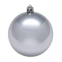 Большая новогодняя елочная игрушка "Серебристый блестящий шар", 25 см