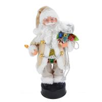 Фигурка "Дед Мороз в серой шубке с подарками и свечой" (звук, свет), 38 см