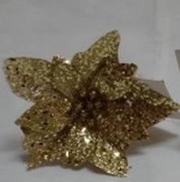 Новогоднее украшение "Цветок", золотистый,14 см