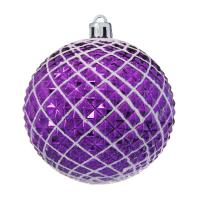 Набор из 3 новогодних шаров "Меридиан", фиолетовый, 7 см