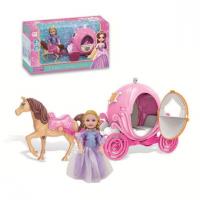 Игровой набор "Розовая мечта" - Карета с лошадью и куклой (свет, звук)