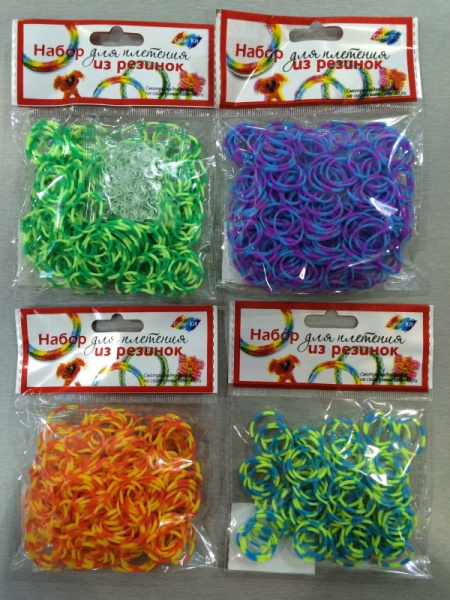 Двухцветные резиночки для плетения Rainbow Loom, 100 шт.