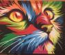 Раскраска по номерам “Радужный кот” на ч/б холсте, Ваю Ромдони, 40 х 50 см