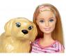 Игровой набор "Барби" - Кукла блондинка и собака с новорожденными щенками