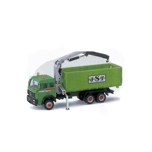 Игрушечный грузовик с краном, зеленый, 1:72