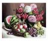 Раскраска по номерам "Георгины и фрукты" на ч/б холсте, 40 x 50 см