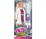 Кукла "Ася: Городской стиль" - Блондинка в полосатом платье и белой шубке
