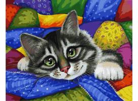 Раскраска по номерам "Котик в лоскутках", 40 х 50 см