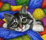 Раскраска по номерам "Котик в лоскутках", 40 х 50 см