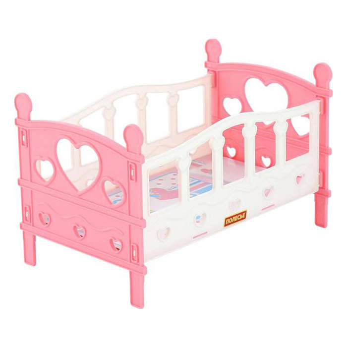 Сборная кроватка для кукол №2, бело-розовая, 5 элементов