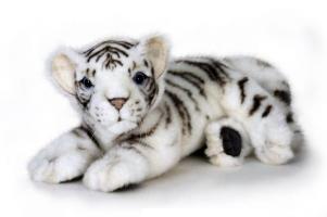 Мягкая игрушка "Белый тигренок", лежащий, 26 см