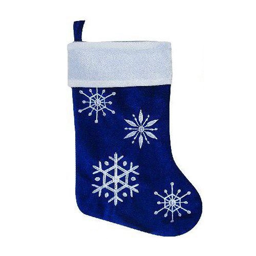 Носок с узором для новогоднего подарка, синий, 46 см