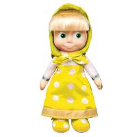 Мягкая кукла "Маша и Медведь" - Маша в желтом платье (звук), 29 см