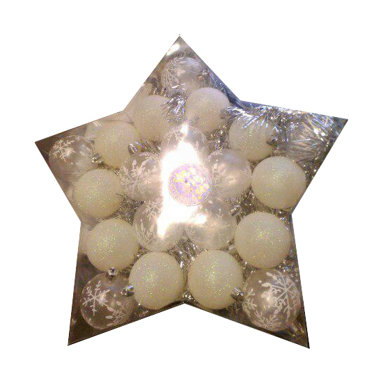 Новогодний набор из 20 елочных шаров с мишурой, белый, 6 см