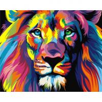 Картина по номерам "Радужный лев" на холсте, 40 х 50 см