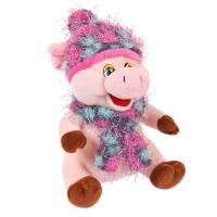 Мягкая игрушка "Свинка в розовых шарфике и шапочке", 17 см