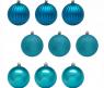 Набор из 9 новогодних шаров, голубой, 6 см