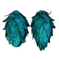Набор из 2-х елочных украшений "Шишка из лепестков", голубой, 15 см