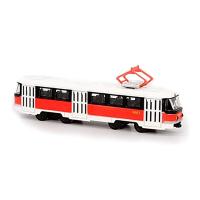 Инерционный трамвай "Автопарк" - Tatra T3SU, белый с красной полосой, 1:87