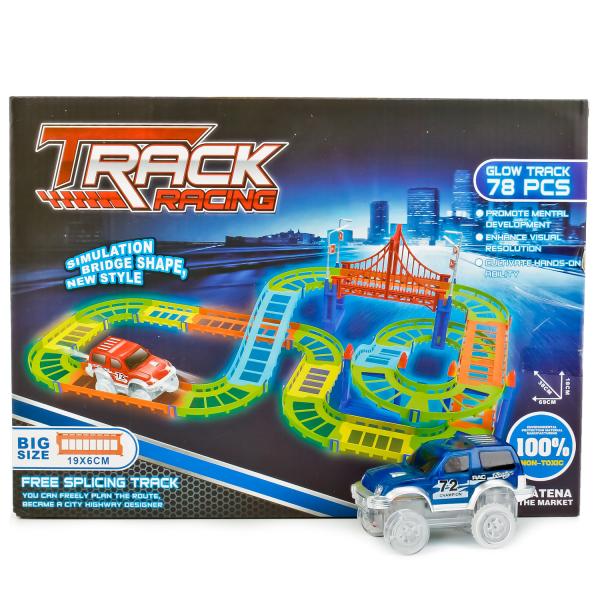 Игровой трек Racing Track с машинкой (свет), 78 деталей