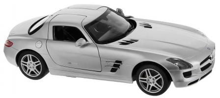 Машина р/у Mercedes-Benz SLS (на бат., свет, звук), с рулем, серебристая, 1:14
