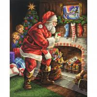 Раскраска по номерам "Санта Клаус у камина" на картоне, 50 х 40 см