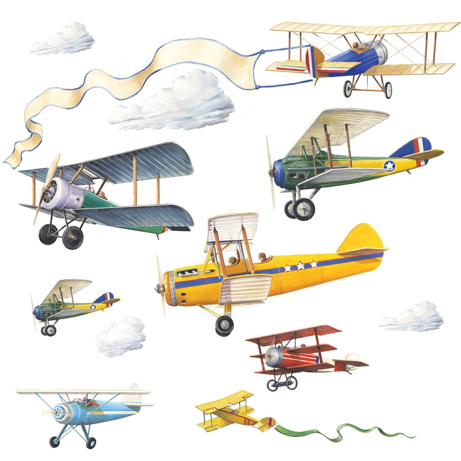Найди на рисунке старинные самолеты и отметь их