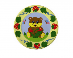 Декоративная тарелка "Мишка с ягодками"