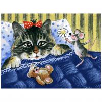 Набор для росписи по холсту "Кот и мышка", 40 x 30 см