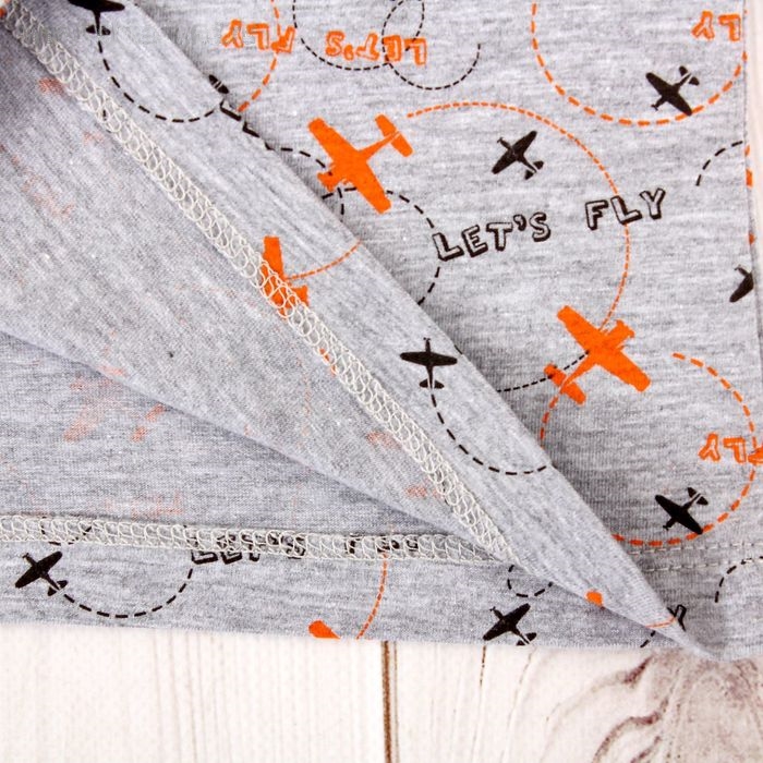 Пижама для мальчика Let's Fly, серо-оранжевая, 110-116 см