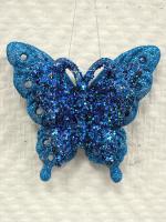 Новогодняя елочная подвеска с блестками "Бабочка", 9 см