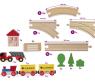 Деревянная железная дорога с аксессуарами, 35 деталей