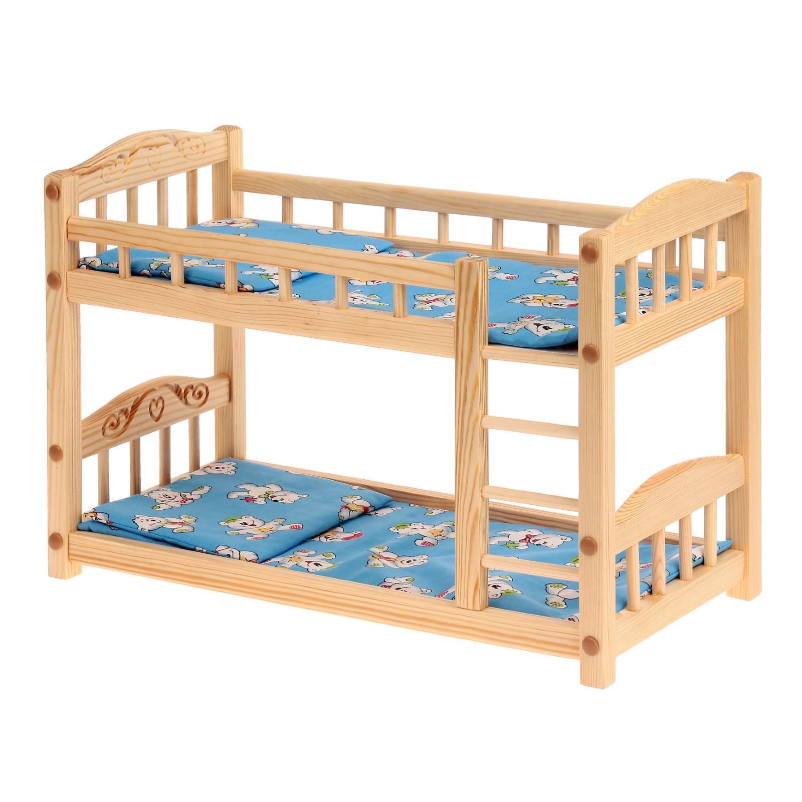 деревянная двухъярусная кровать для кукол