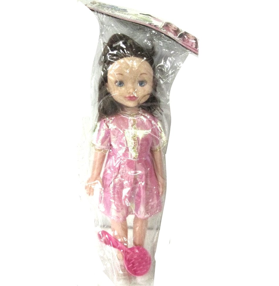 Кукла с расческой Unique в розово-золотистом платье, 33 см