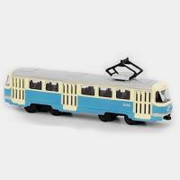 Инерционный трамвай "Автопарк" - Tatra T3SU, голубой, 1:87