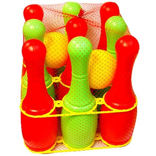 Набор для игры в боулинг (9 кегель, 2 шара), зелено-красный