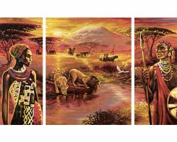 Раскраска-триптих по номерам "Килиманджаро", 50 х 80 см