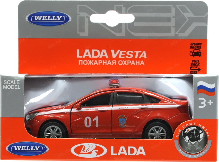 Модель машины Lada Vesta - Пожарная охрана, 1:34-39