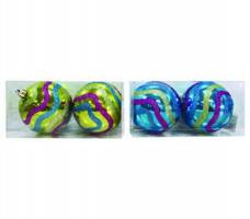 Набор из 2 блестящих елочных шаров "Разноцветная волна", 8 см