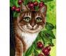 Раскраска по номерам на холсте "Кот на вишневом дереве", 30 х 40 см