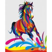 Раскраска по номерам "Цветная лошадь" на картоне, 40 х 50 см