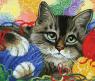 Раскраска по номерам "Котик с клубочками", 30 х 40 см
