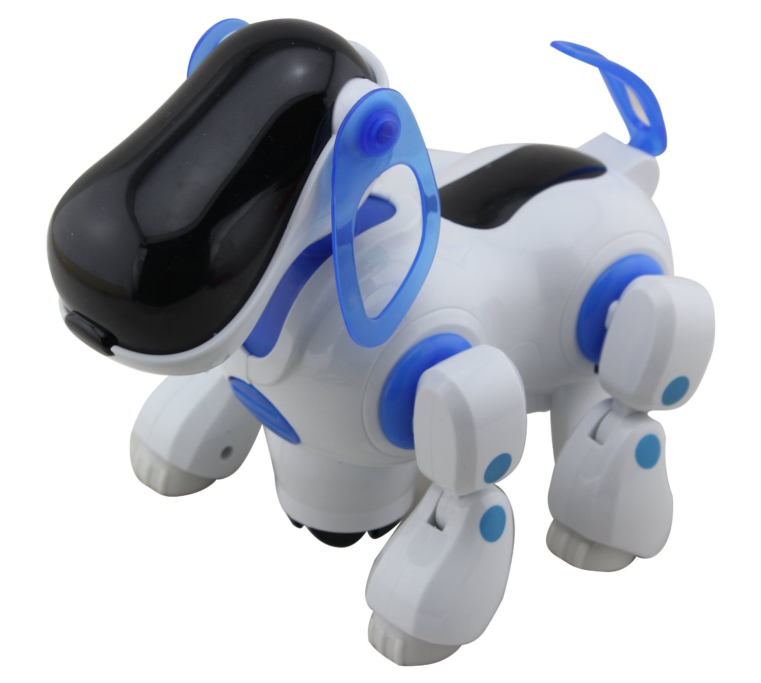 Игрушечная собака-робот (свет, звук), бело-синяя