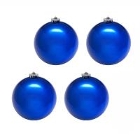 Синие елочные шары, 10 см, 4 шт.