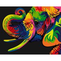 Раскраска по номерам на картоне "Радужный слон", 16.5 х 13 см